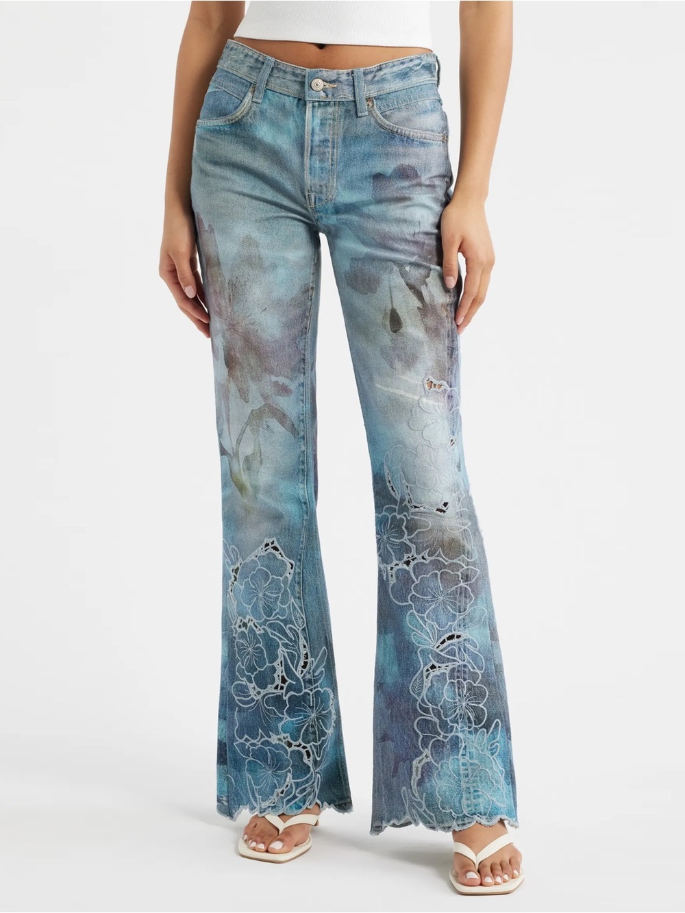 NWT - Free People - West Coast Illusions Print Jeans - Watercolor Blooms Co